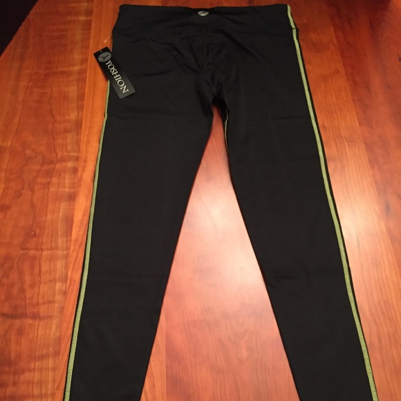 Yoshion Yoga Pants  Black/Lime Stiching - NWT - Picture 3 of 5